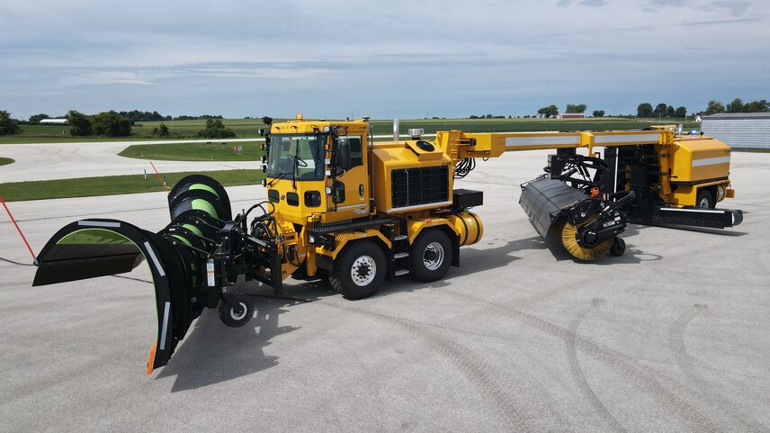 MB5C’s plow, high-powered blowers and cradling broom